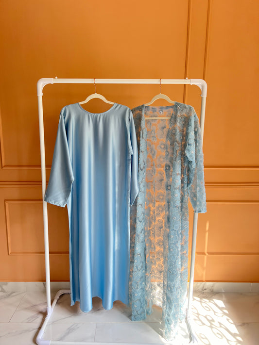 Abaya Flower Baby Blue